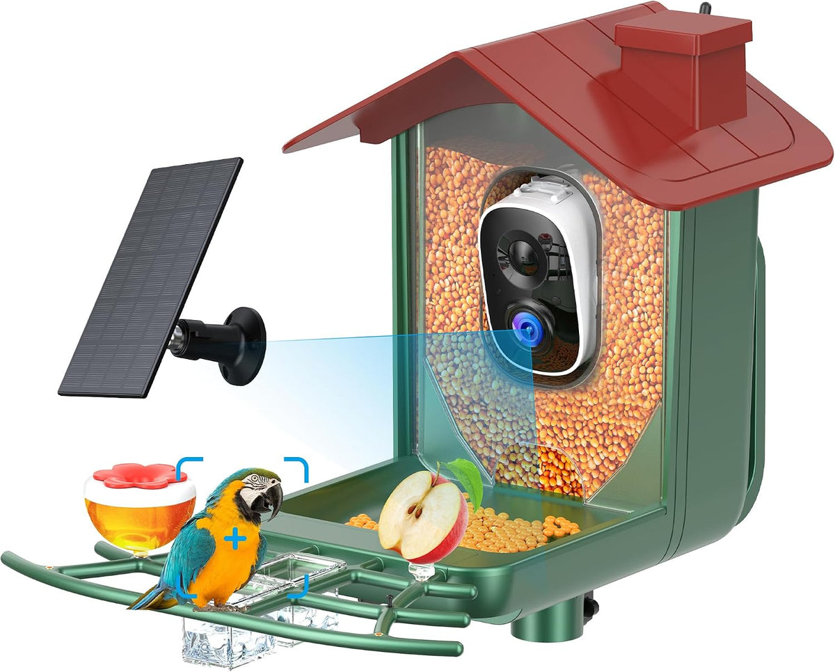 smart bird feeder with camera outdoor: solar birdfeeder, main product view