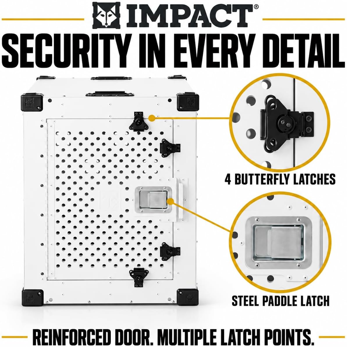 impact high anxiety dog crate - escape proof, close-up detail