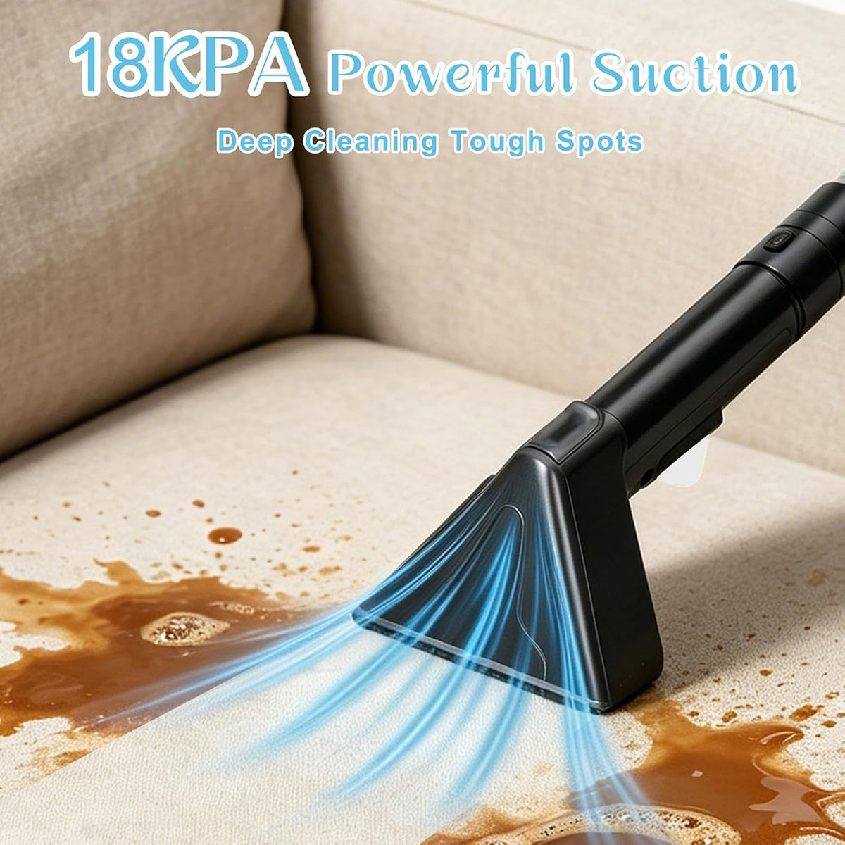 18kpa carpet cleaner machine, portable carpet and upholstery shown in use