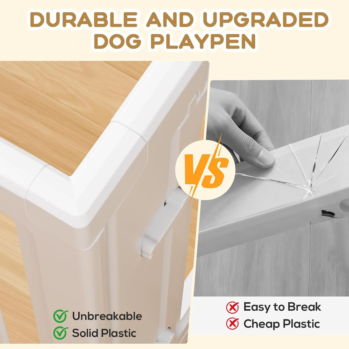 dog playpen indoor,puppy playpen,white 30.3" h, 8 panels, side view