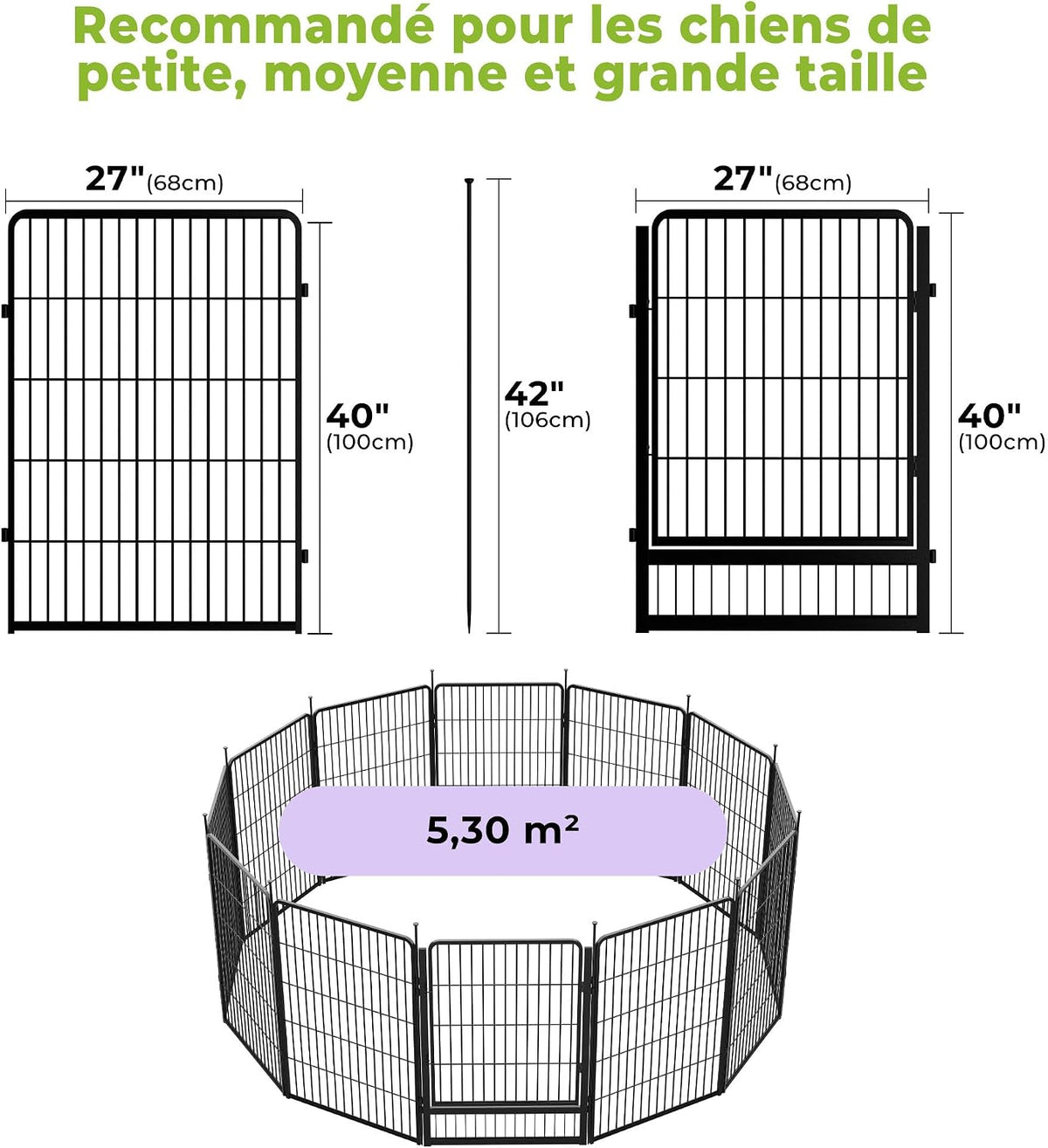 sunsgrove dog playpen outdoor, 40 inch 12 panels shown in use