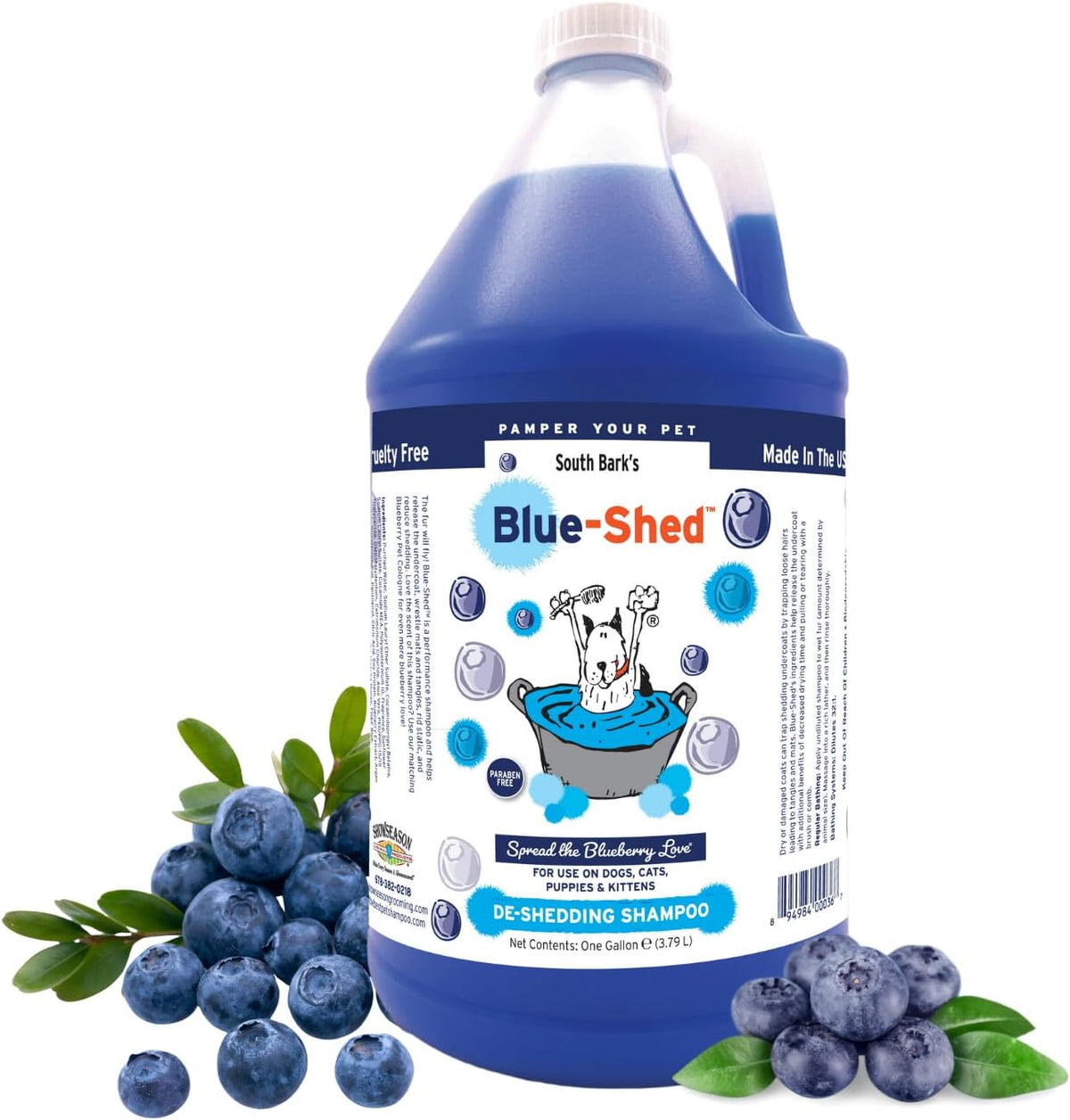 south bark's blue-shed® shampoo for dogs and cats, main product view