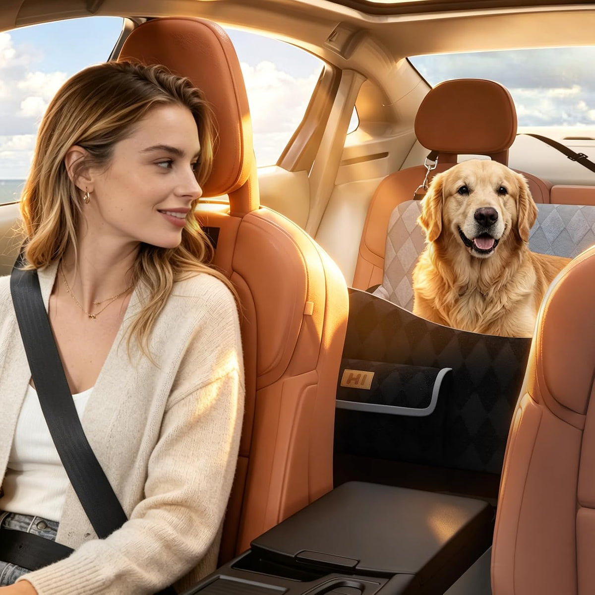 dog car seat for medium/large dogs up to, side view