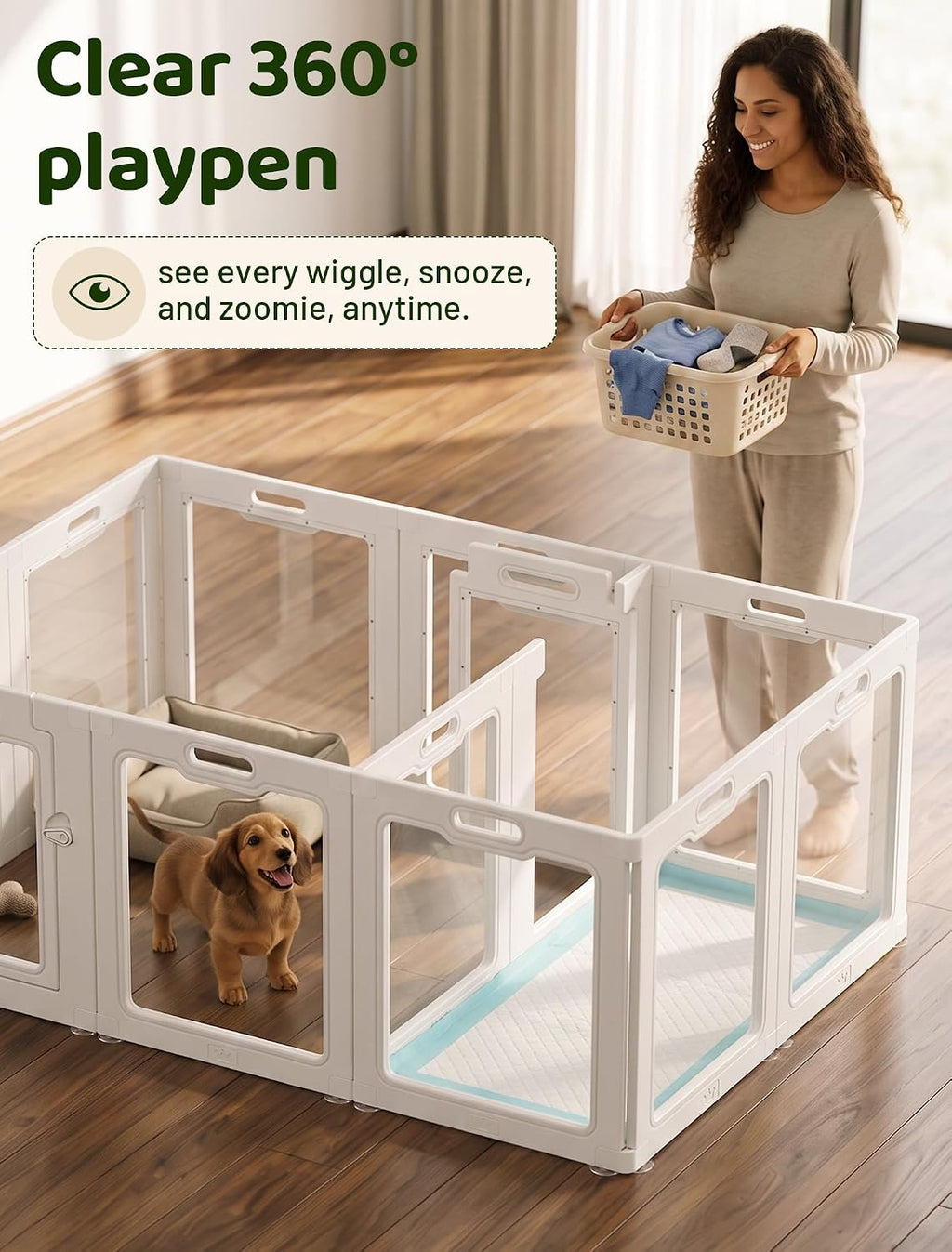 rossny puppy playpen for indoor, 12-panel acrylic pet, close-up detail