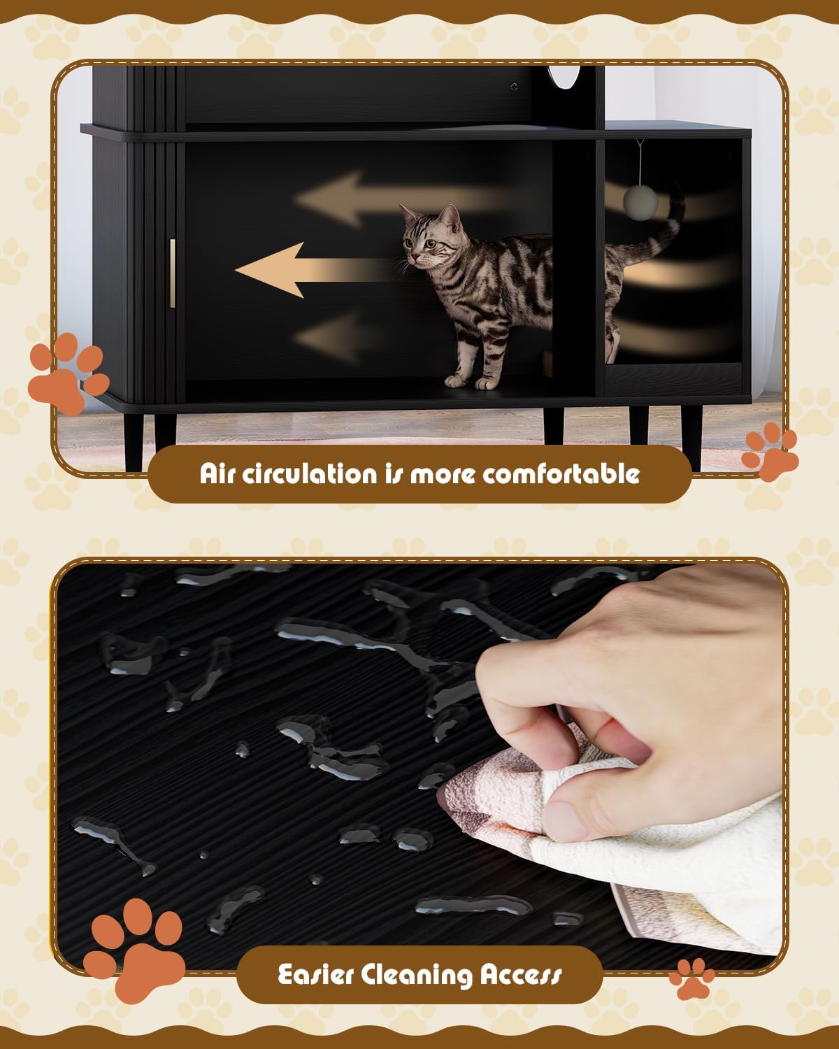 dhh double cat litter box enclosure furniture for showing dimensions
