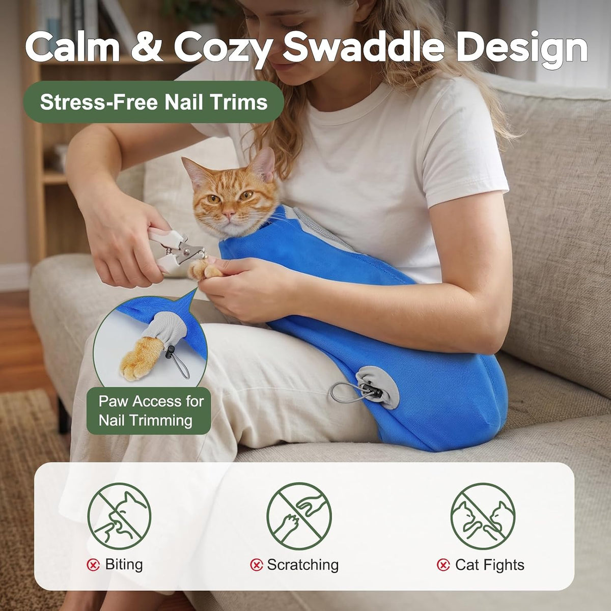cat wrap for cutting nails, self-adhesive cat nail, close-up detail
