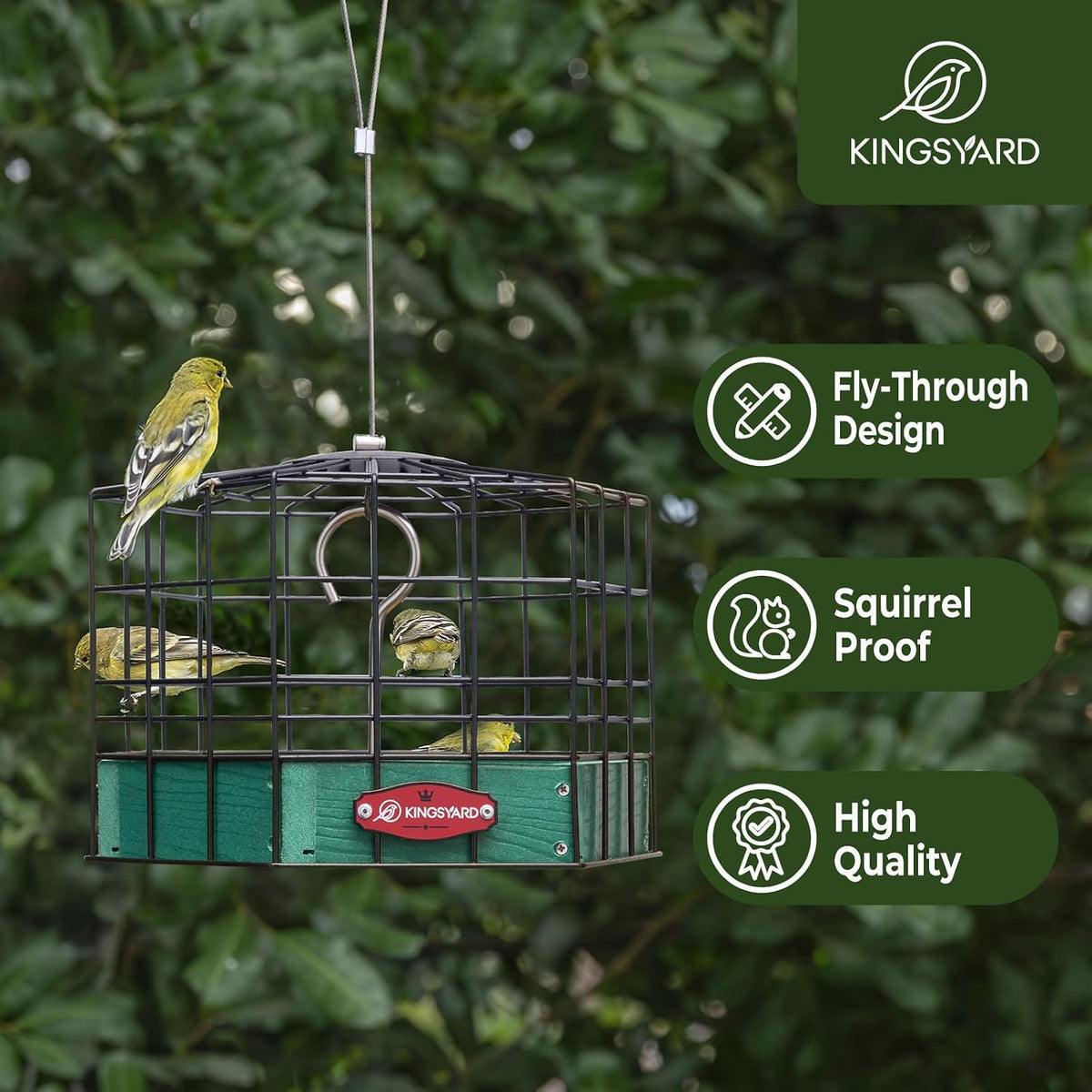 kingsyard squirrel proof platform bird feeder shown in use