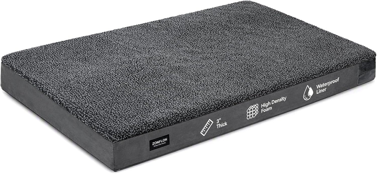 orthopedic dog bed crate pad with waterproof liner, main product view