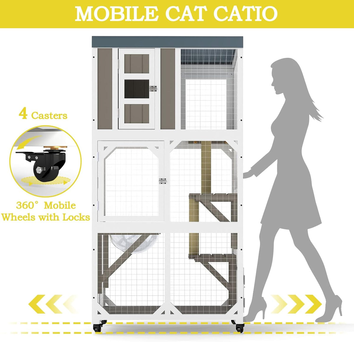 64.4" l catio outdoor cat enclosure,outdoor cats house, close-up detail