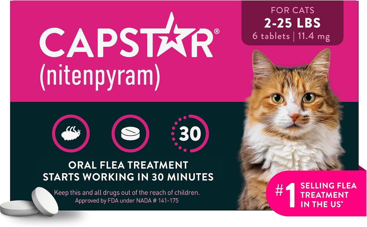 capstar oral flea tablets cats 2-25 lbs, nitenpyram, main product view