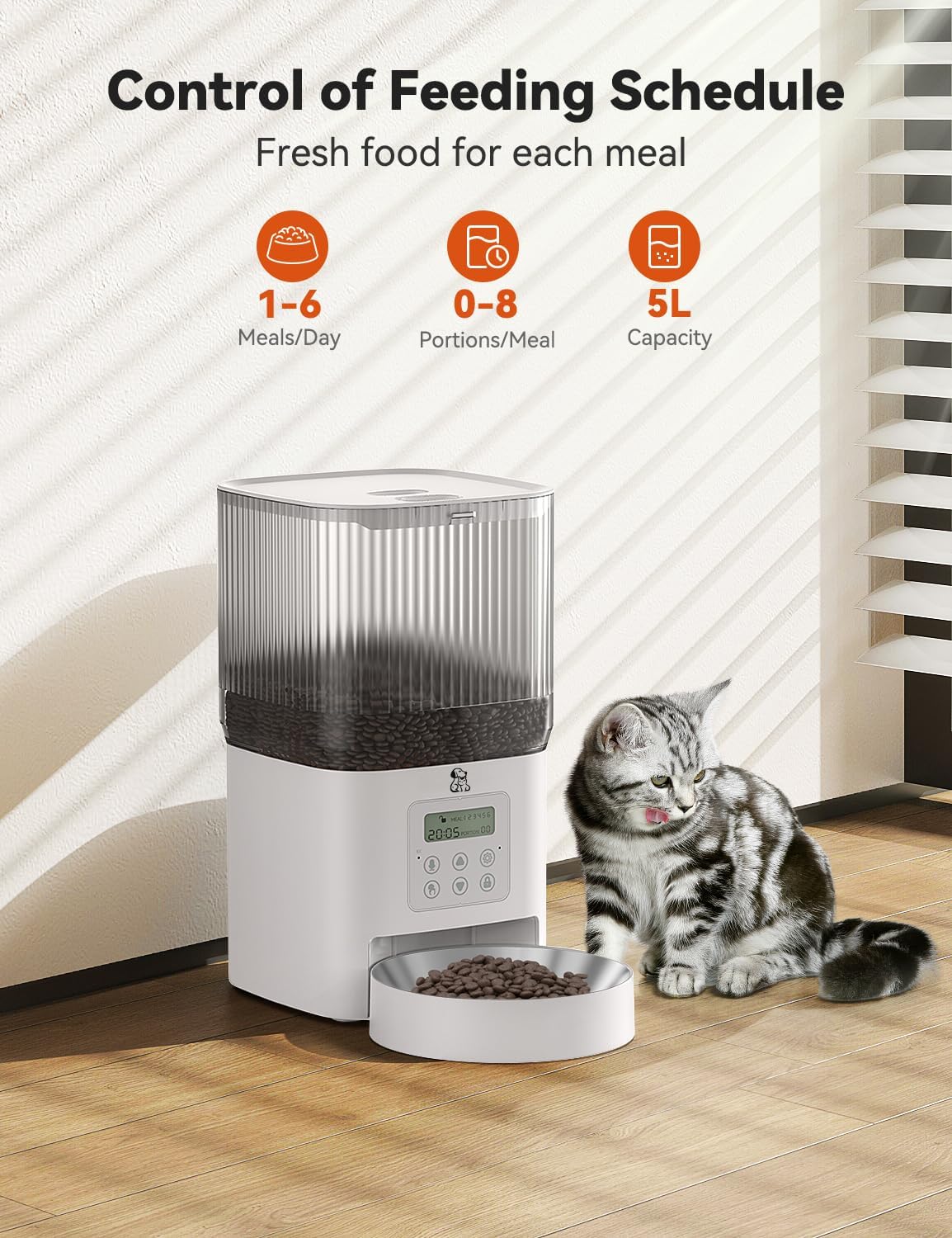 automatic cat feeders, dog feeder with stainless steel, side view