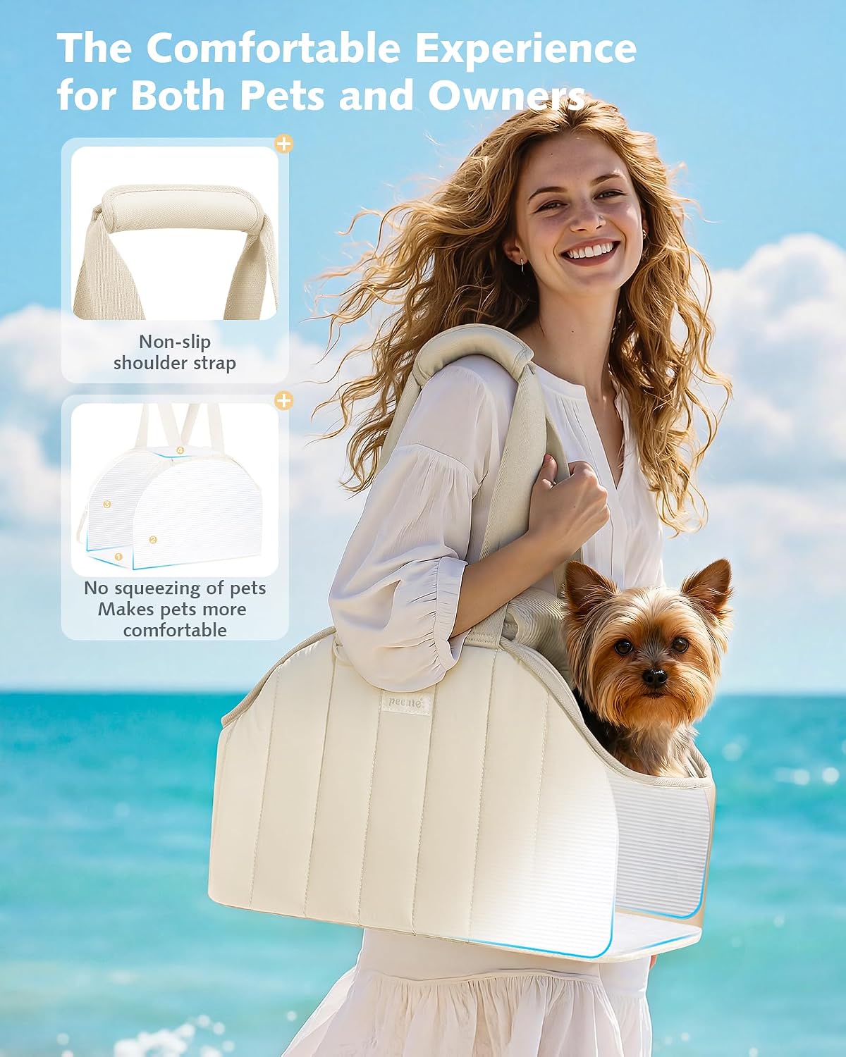 pecute dog purse carrier, lightweight dog carriers for, close-up detail