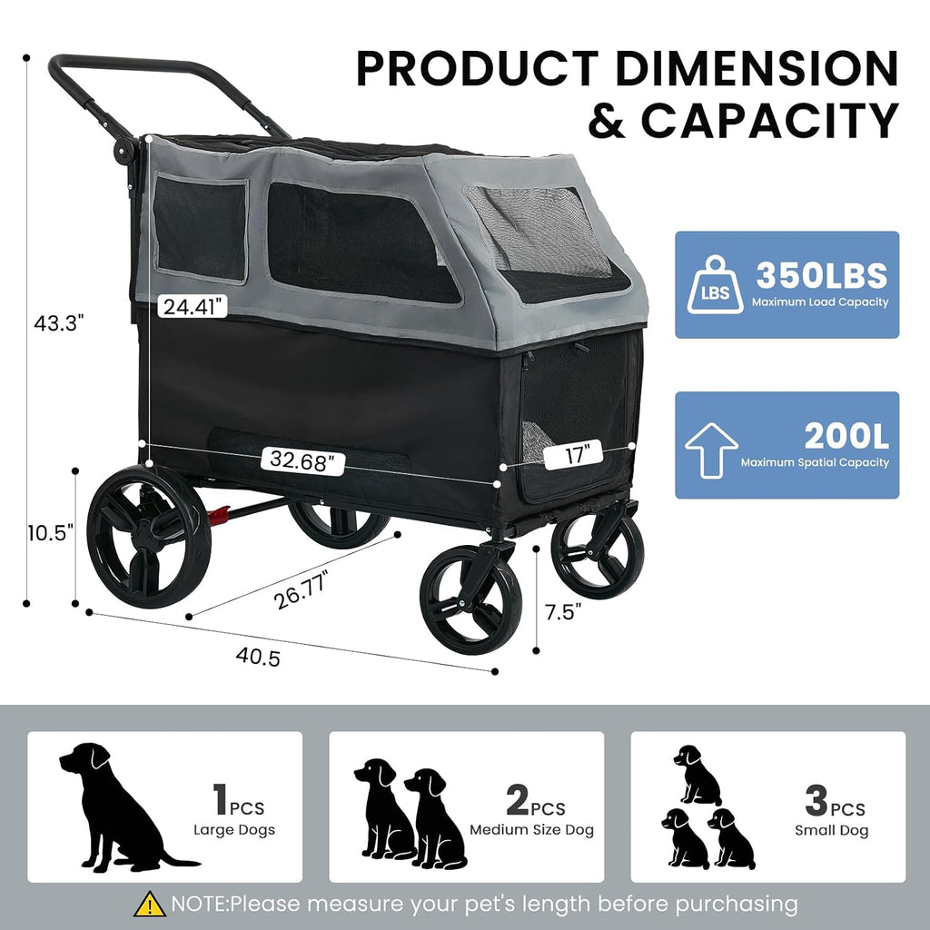 large dog stroller for medium & large dogs shown in use