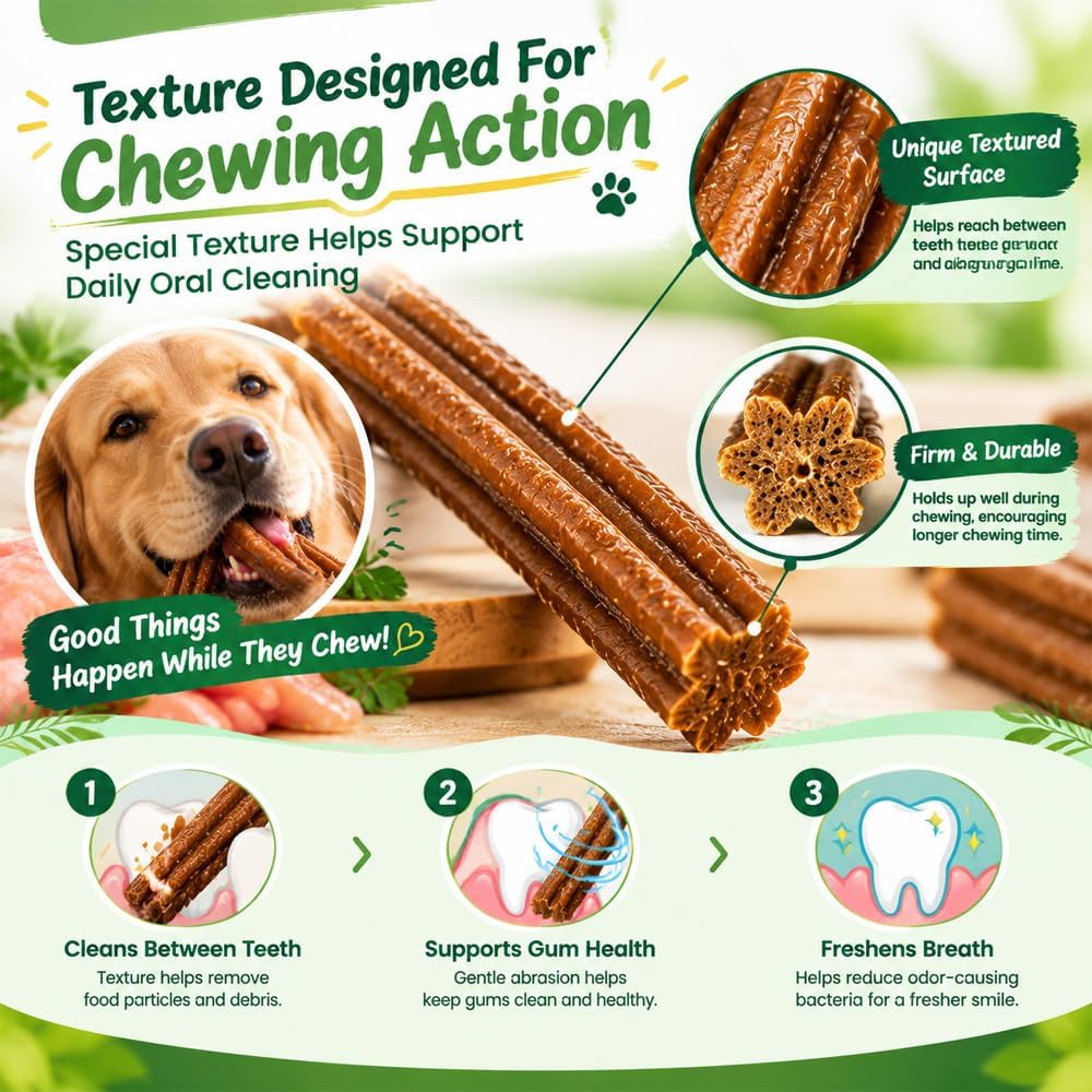 doggies dental treats with lactoferrin for dogs, chicken, side view