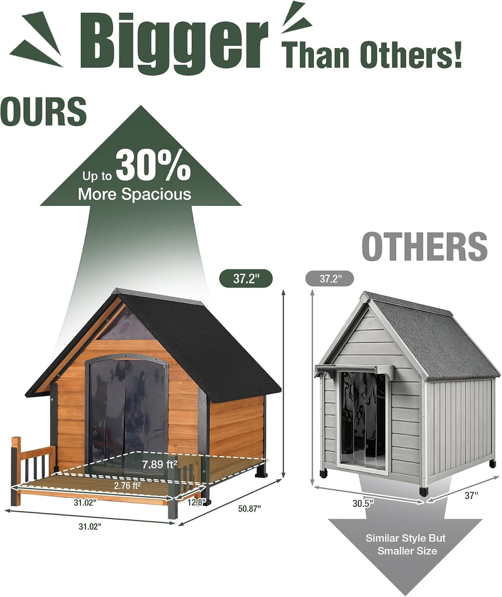 gutinneen extra large dog house outdoor with reinforced, front angle view