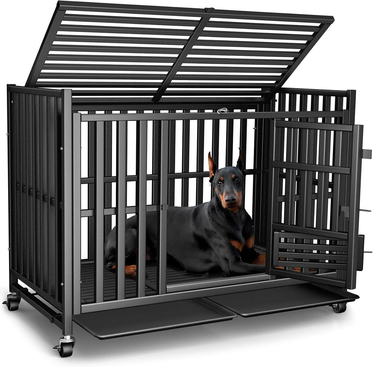 heavy duty dog crate, 43'' large indestructible cage, main product view
