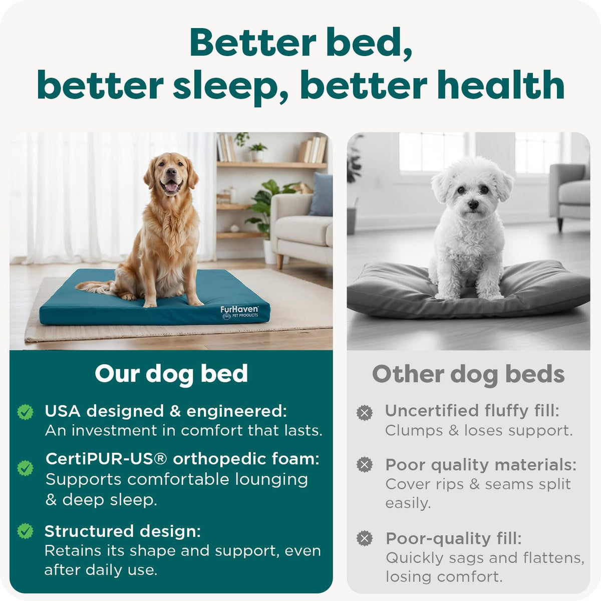 furhaven water-resistant orthopedic dog bed for large dogs on a desk or shelf