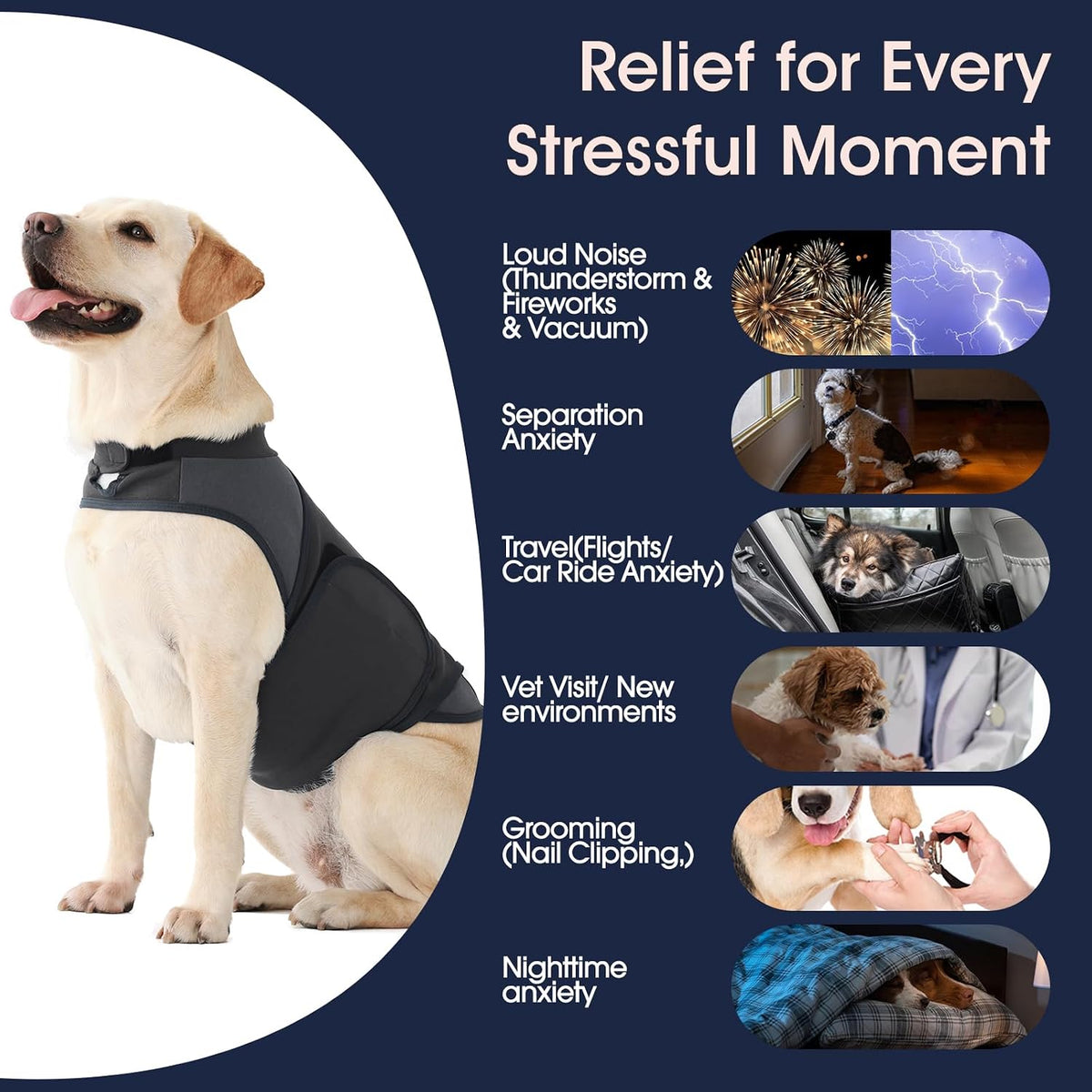 iecoii dog thunder jacket anxiety calming vest, storm, close-up detail