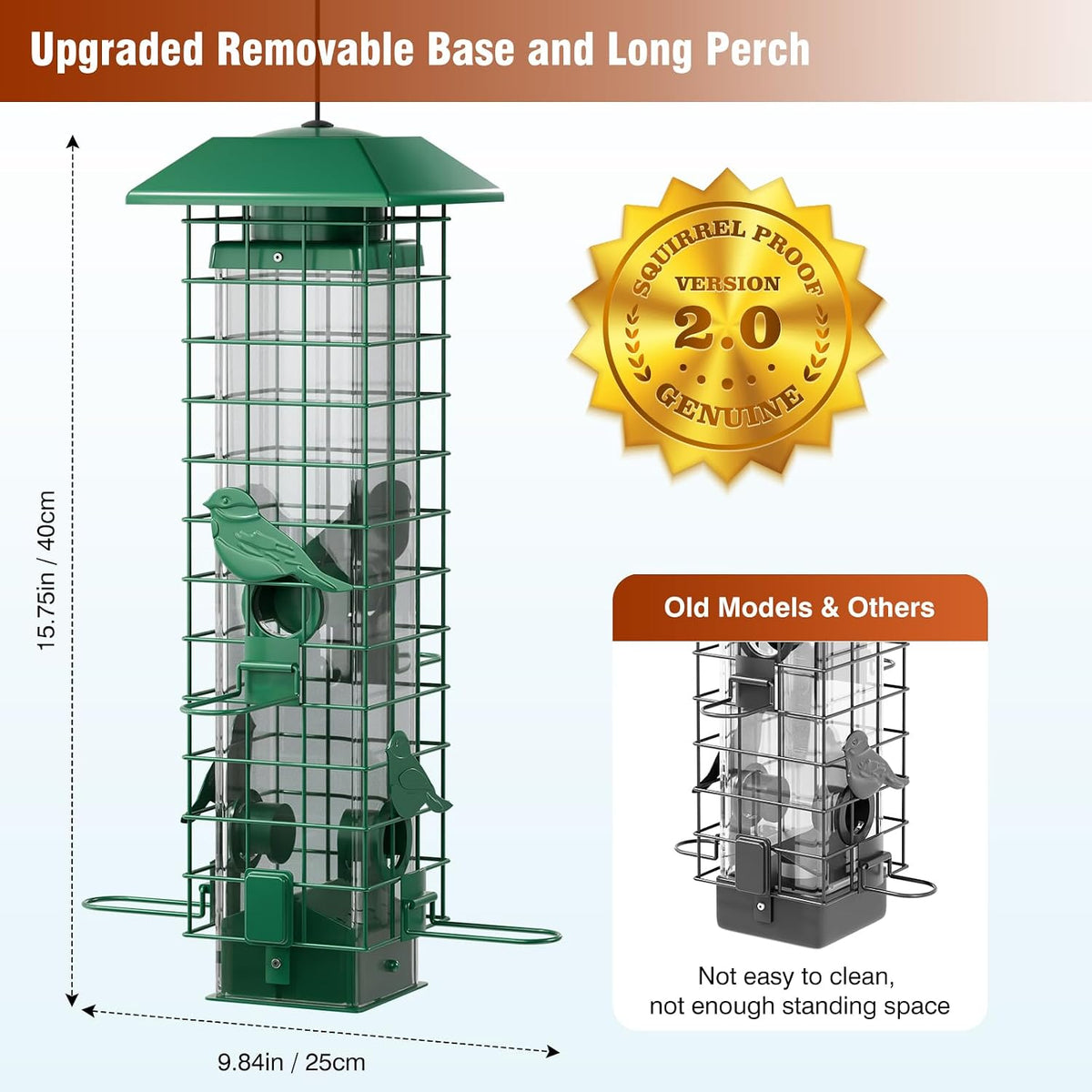 squirrel proof bird feeder, metal bird feeders for shown in use
