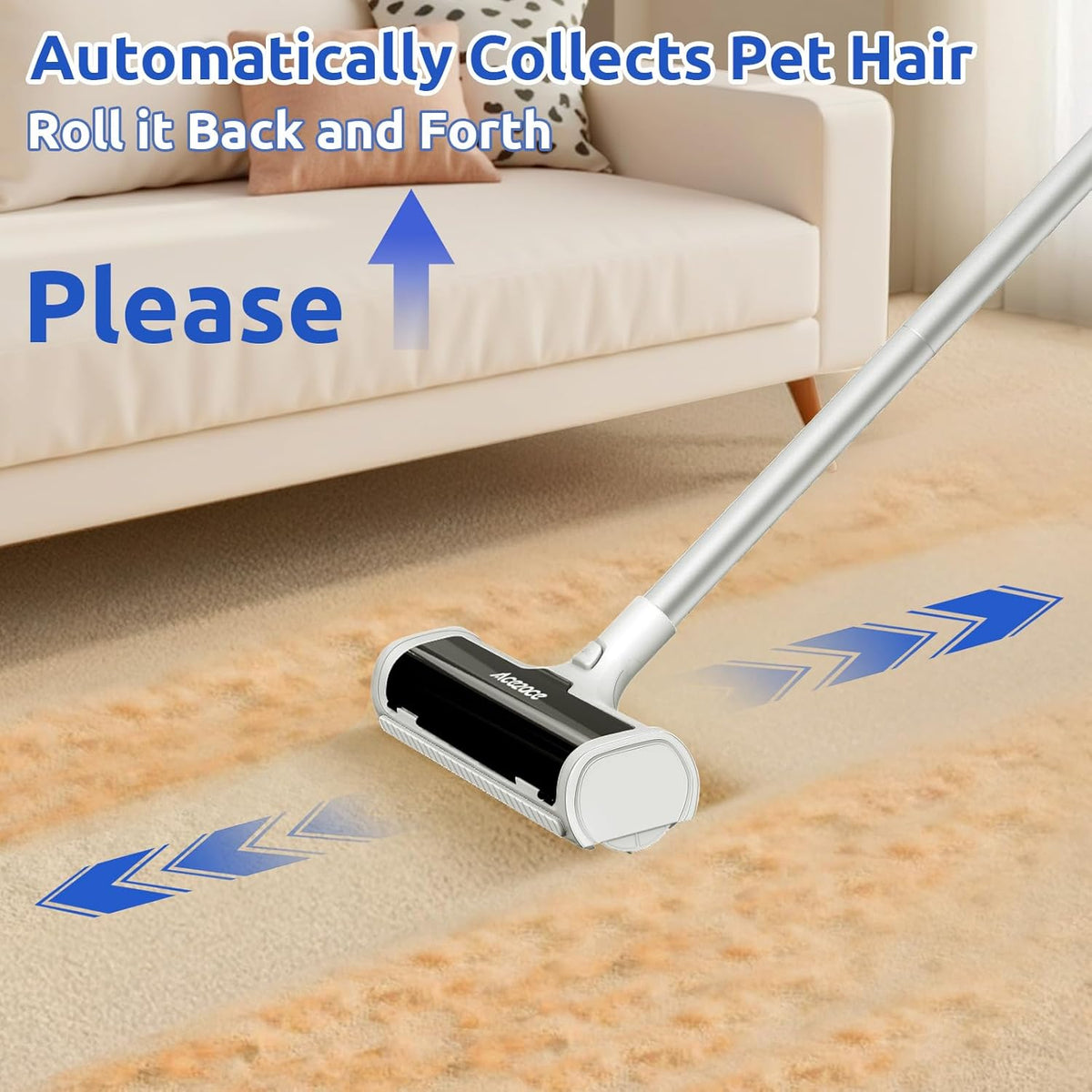ace2ace a3 pro carpet roller for pet hair shown in use