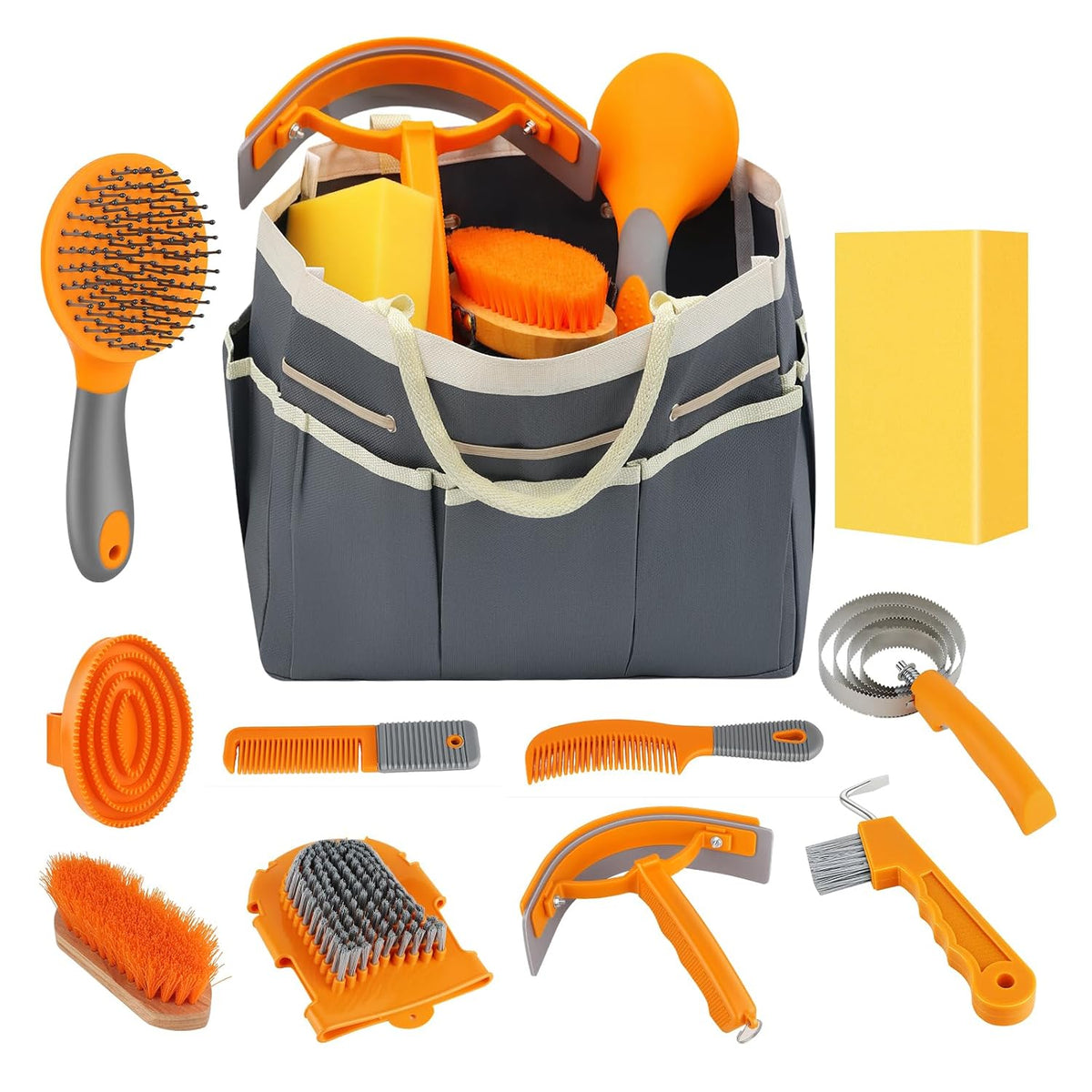 horse grooming kit, 12-piece horse brush set with, main product view