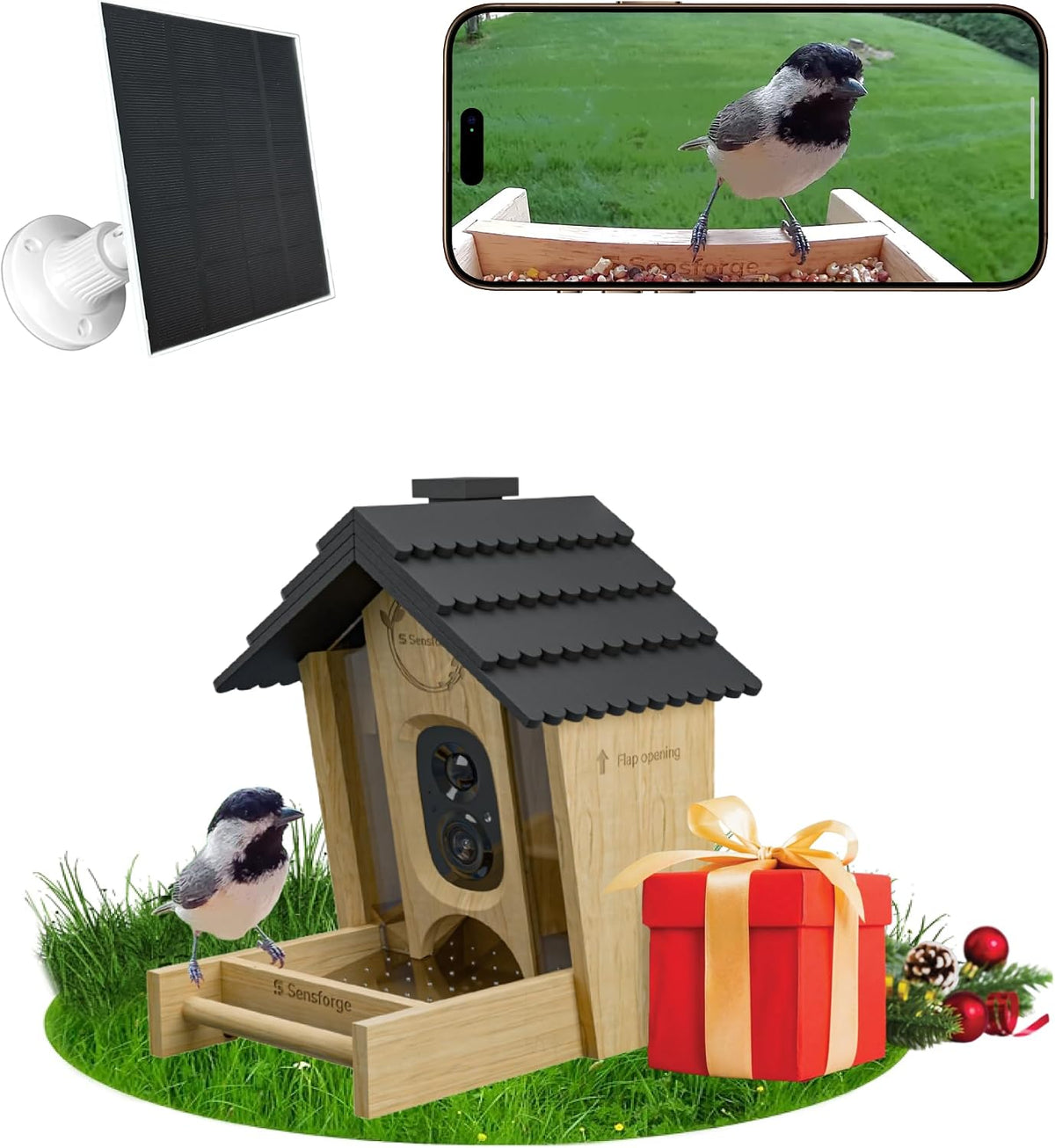 sensforge smart ai bird feeder camera, 2.5k hd, main product view