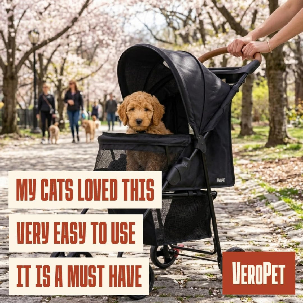 pet stroller for small dogs & cats, foldable on a desk or shelf