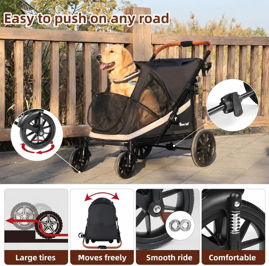 dog stroller for large dogs one-click folding 4 shown in use