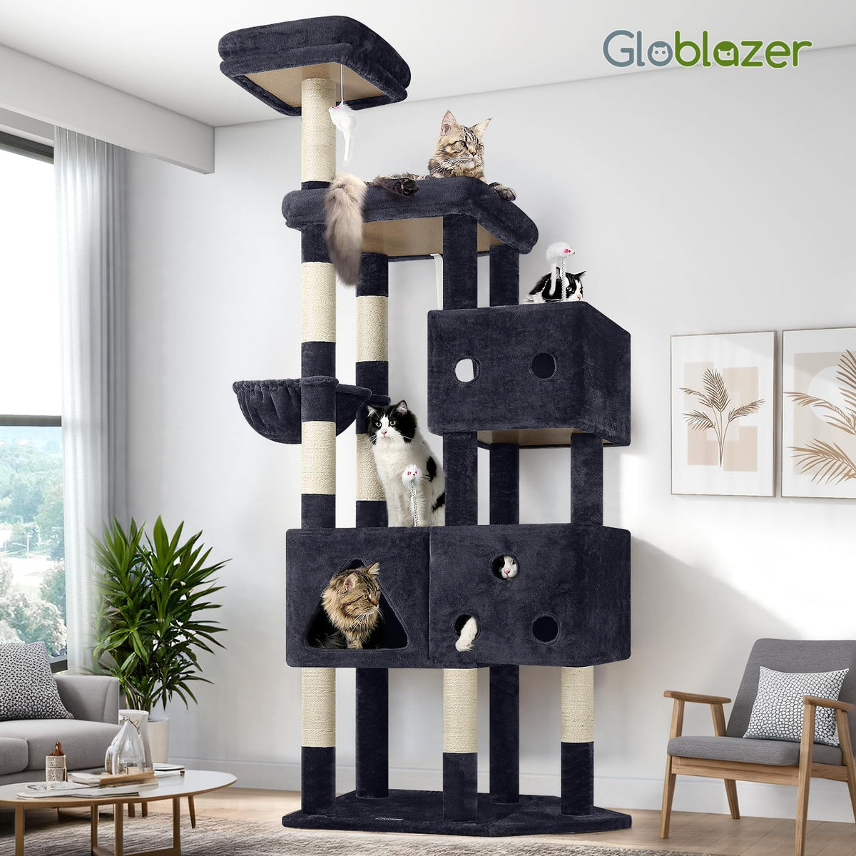 globlazer extra large cat tower for big cats, front angle view