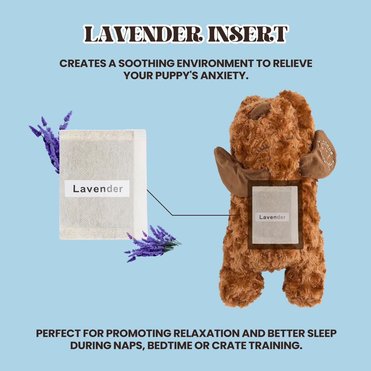 original buddy - puppy heartbeat toy for anxiety showing dimensions