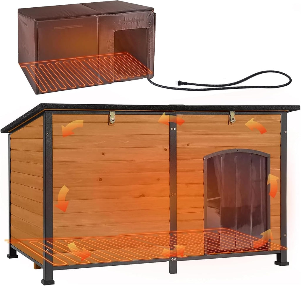 aivituvin heated dog house outdoor with heating pad, main product view