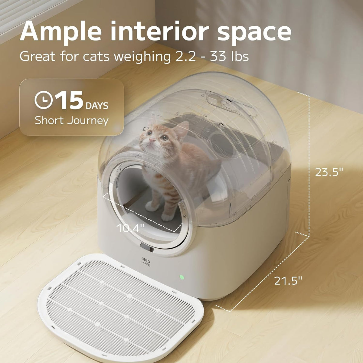 abrct self-cleaning litter box automatic electronic hands-free smart, close-up detail