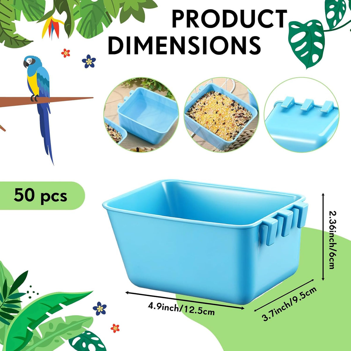 maxdot 50 pcs cage cups chicken feeder 16 shown in use