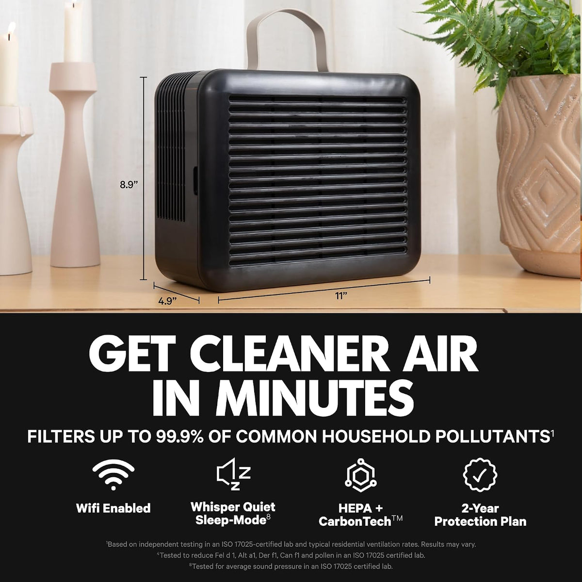 puroair 100i smart hepa air purifiers for bedroom shown in use