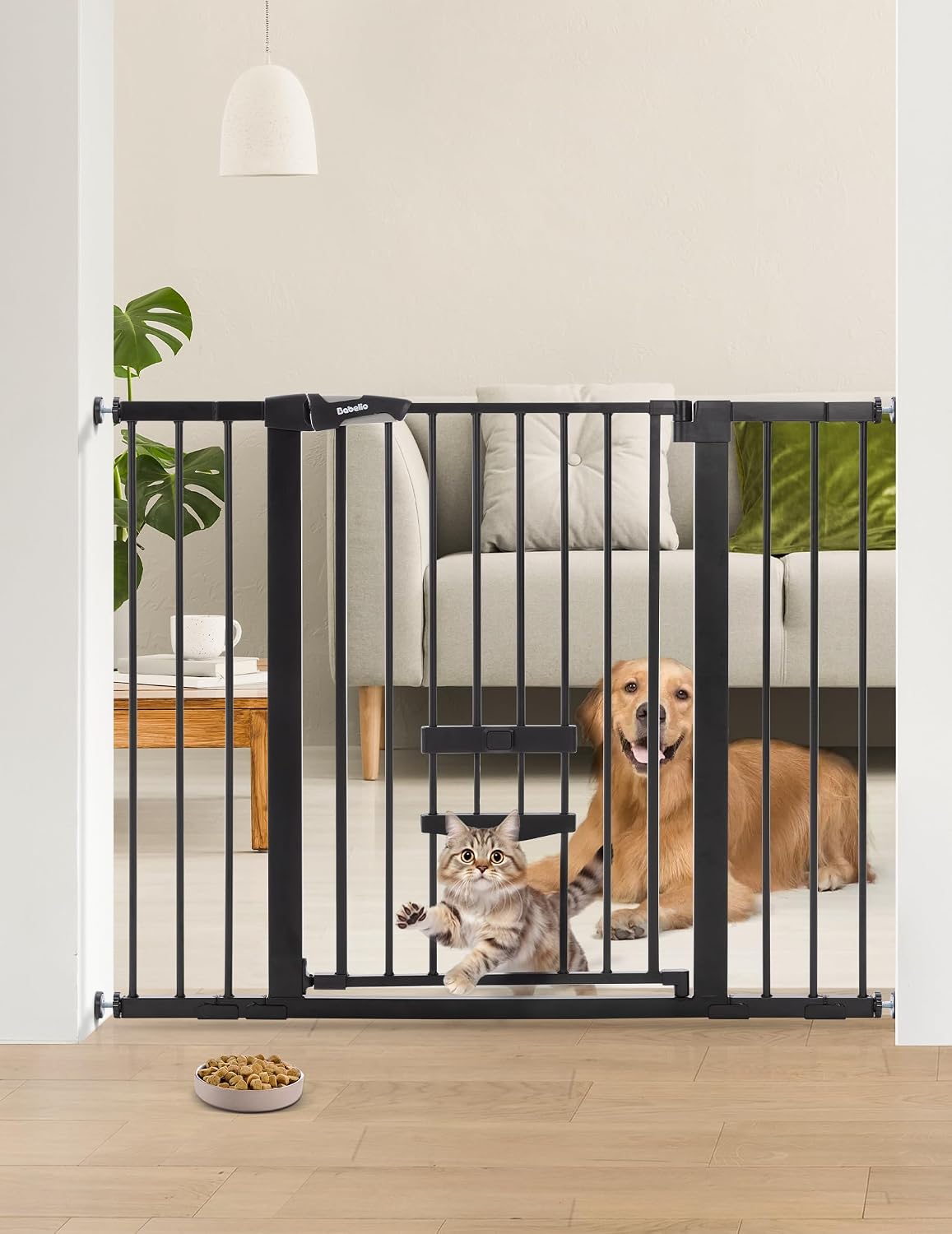 babelio 36" tall dog gate with cat door, main product view
