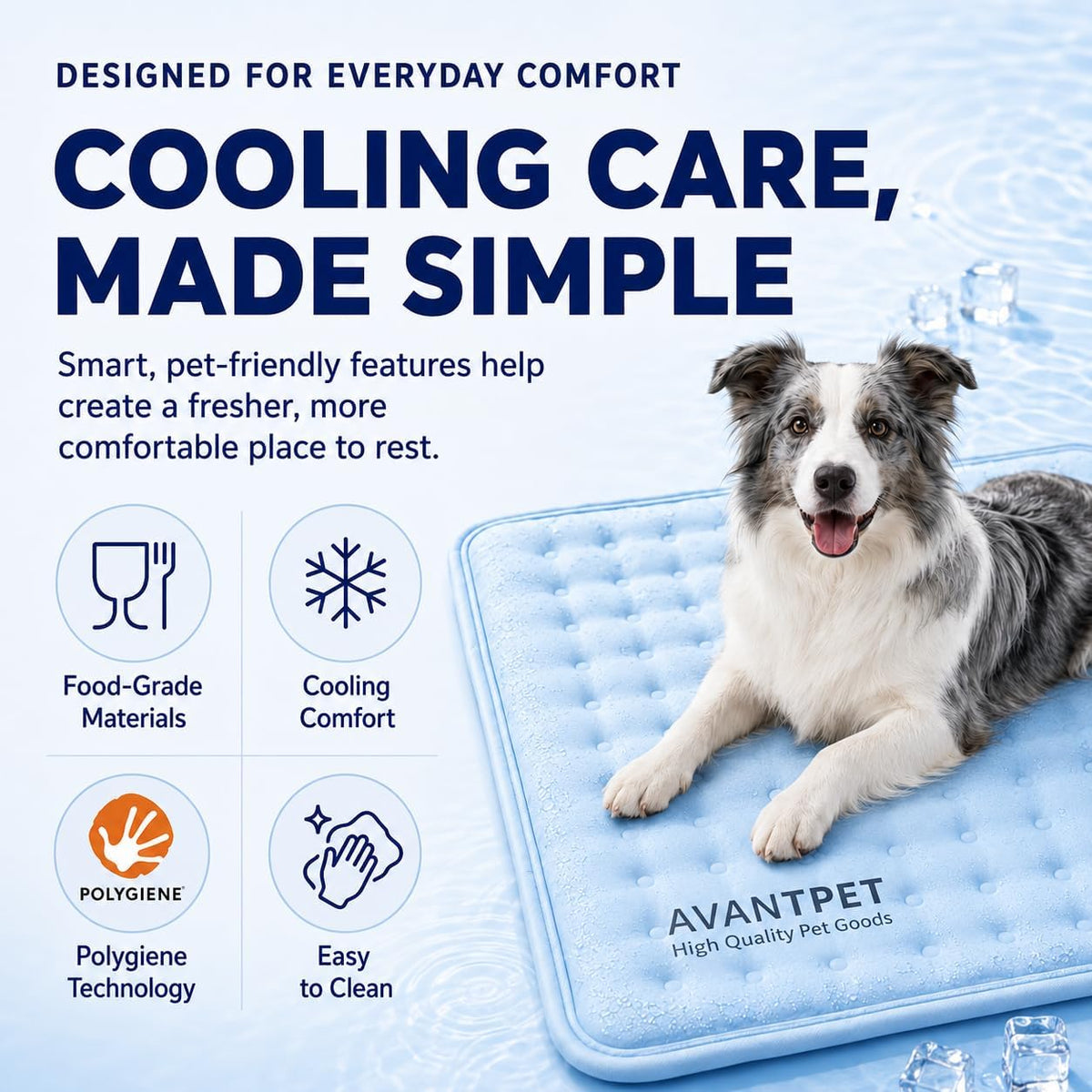 non-toxic gel cooling mat for dogs medium 23.6x19.7 shown in use