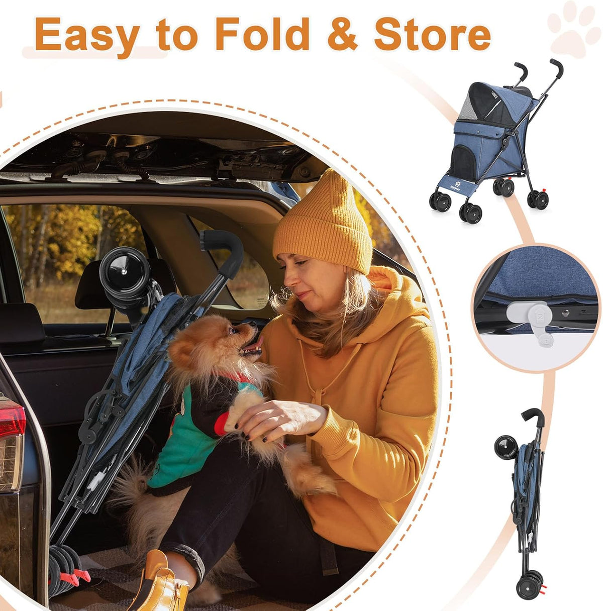 wedyvko travel portable dog stroller, pet stroller for showing dimensions