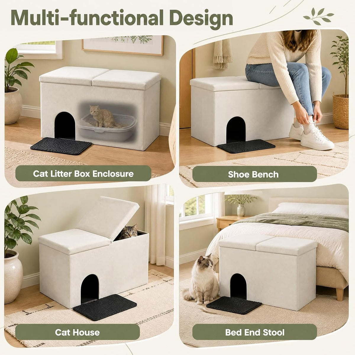 giantex 36.5" l cat litter box enclosure furniture, close-up detail
