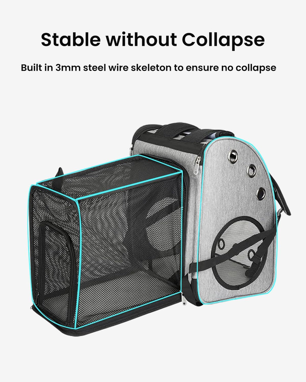 expandable cat backpack carrier for small cats/dogs airline showing dimensions