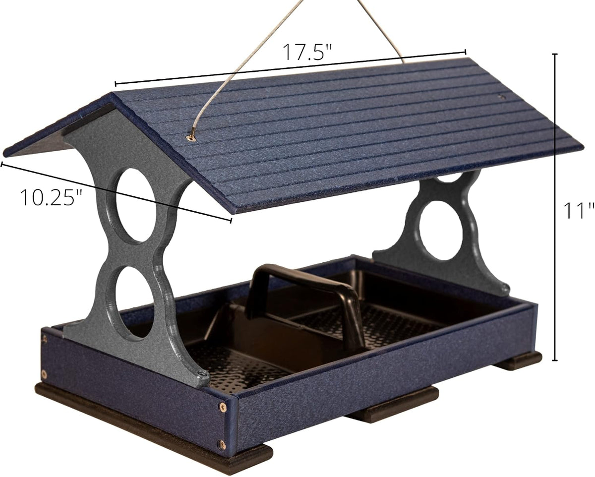 jcs wildlife large fly thru platform bird feeder, close-up detail