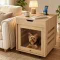 small dog crate furniture with flip-up glass door, main product view