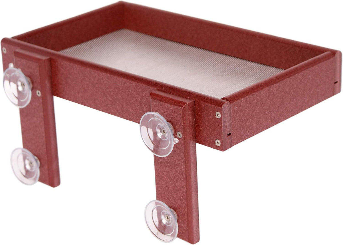 window mount bird feeder, cherry wood showing dimensions