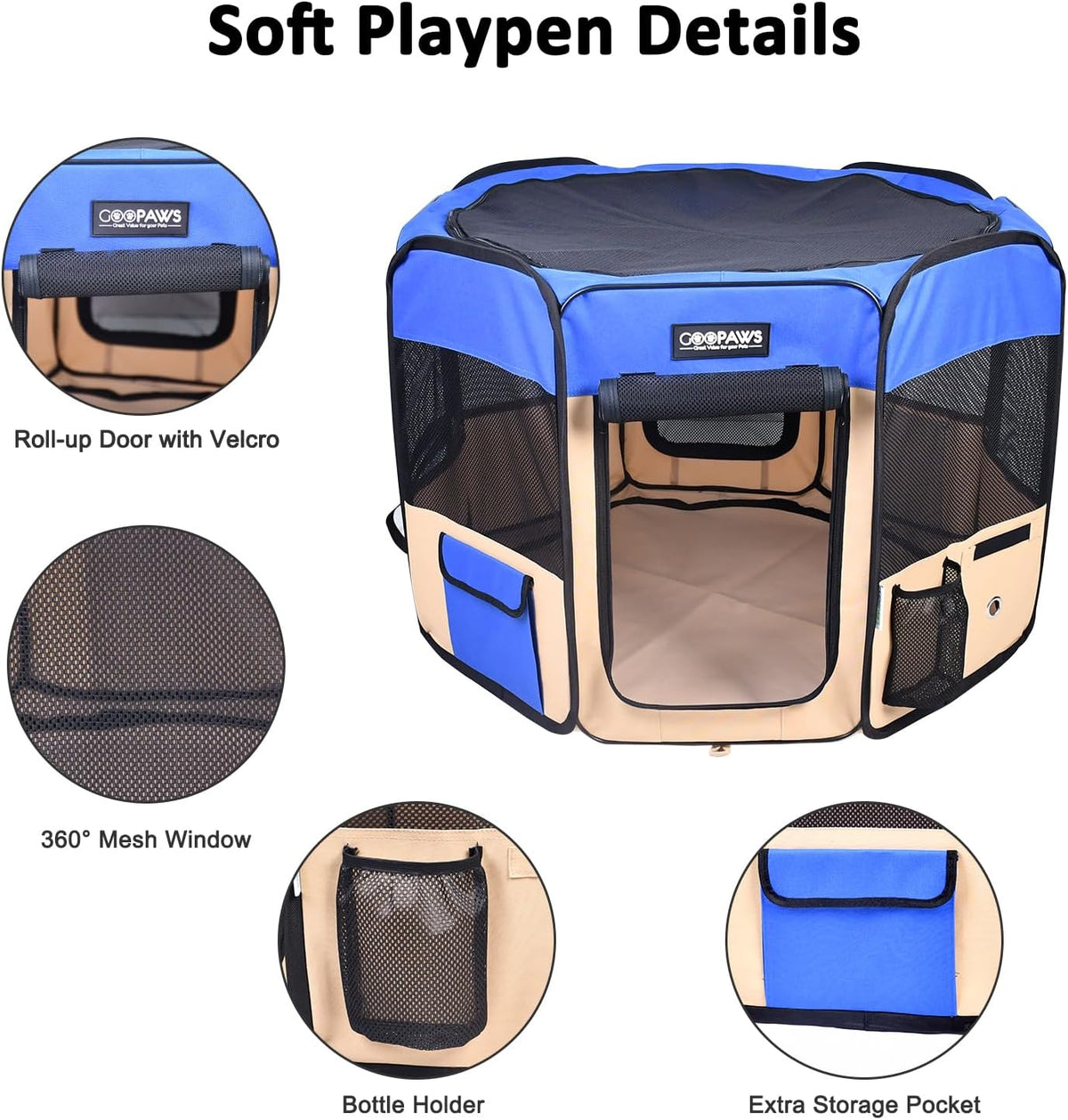 jespet soft dog playpen, portable pet exercise pen shown in use