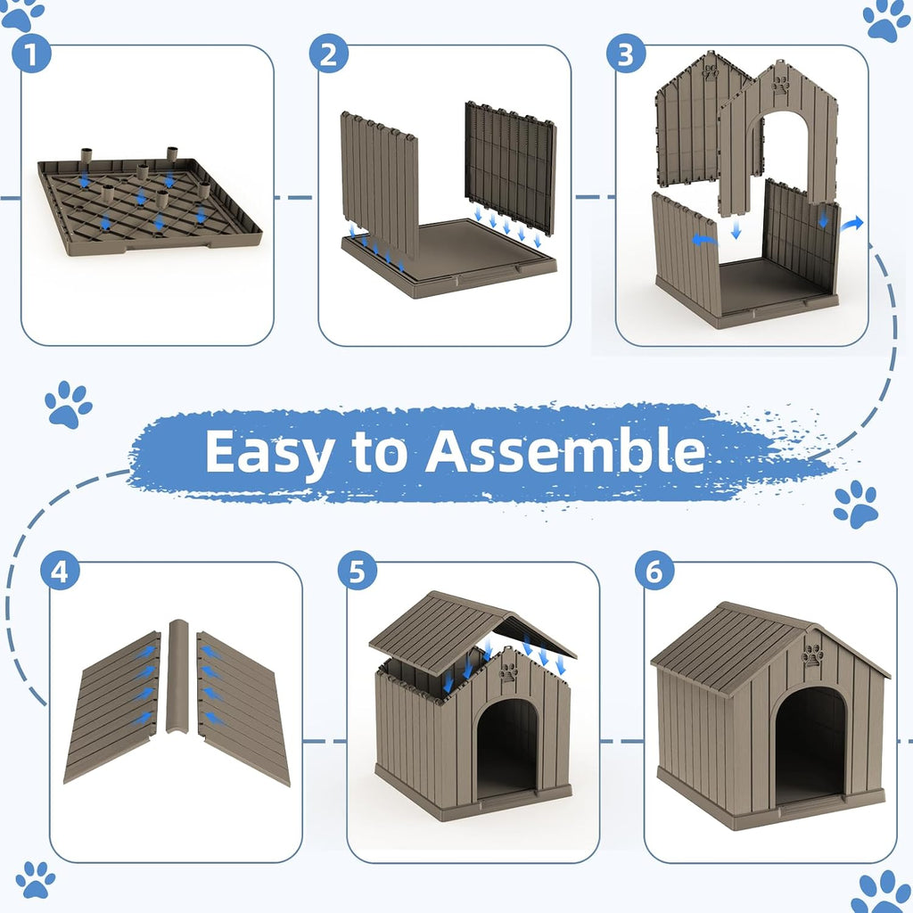 vixzen dog house outdoor, 26 inch resin dog, package contents