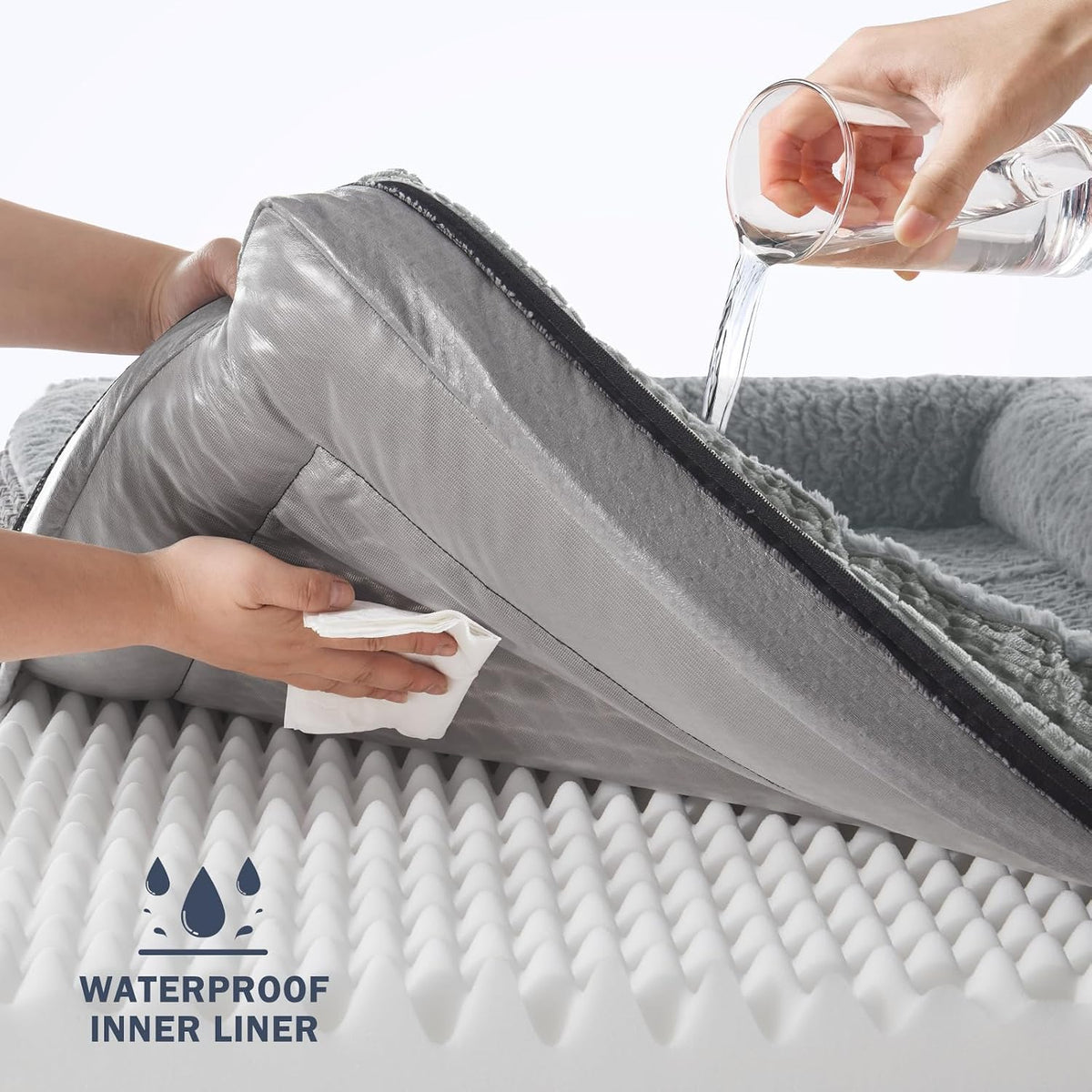invenho orthopedic dog beds large sized, xl washable, side view