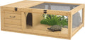 pawhut wooden tortoise house indoor turtle habitat enclosure, main product view