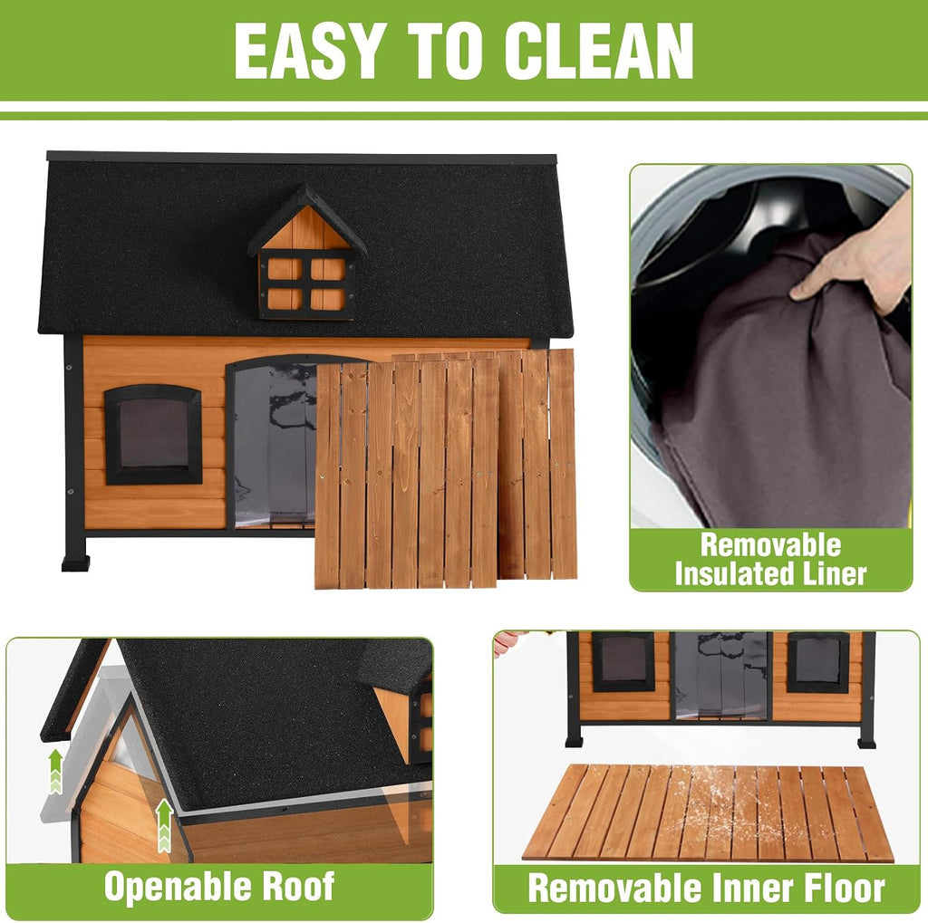 gutinneen extra large heated dog house for outside, front angle view