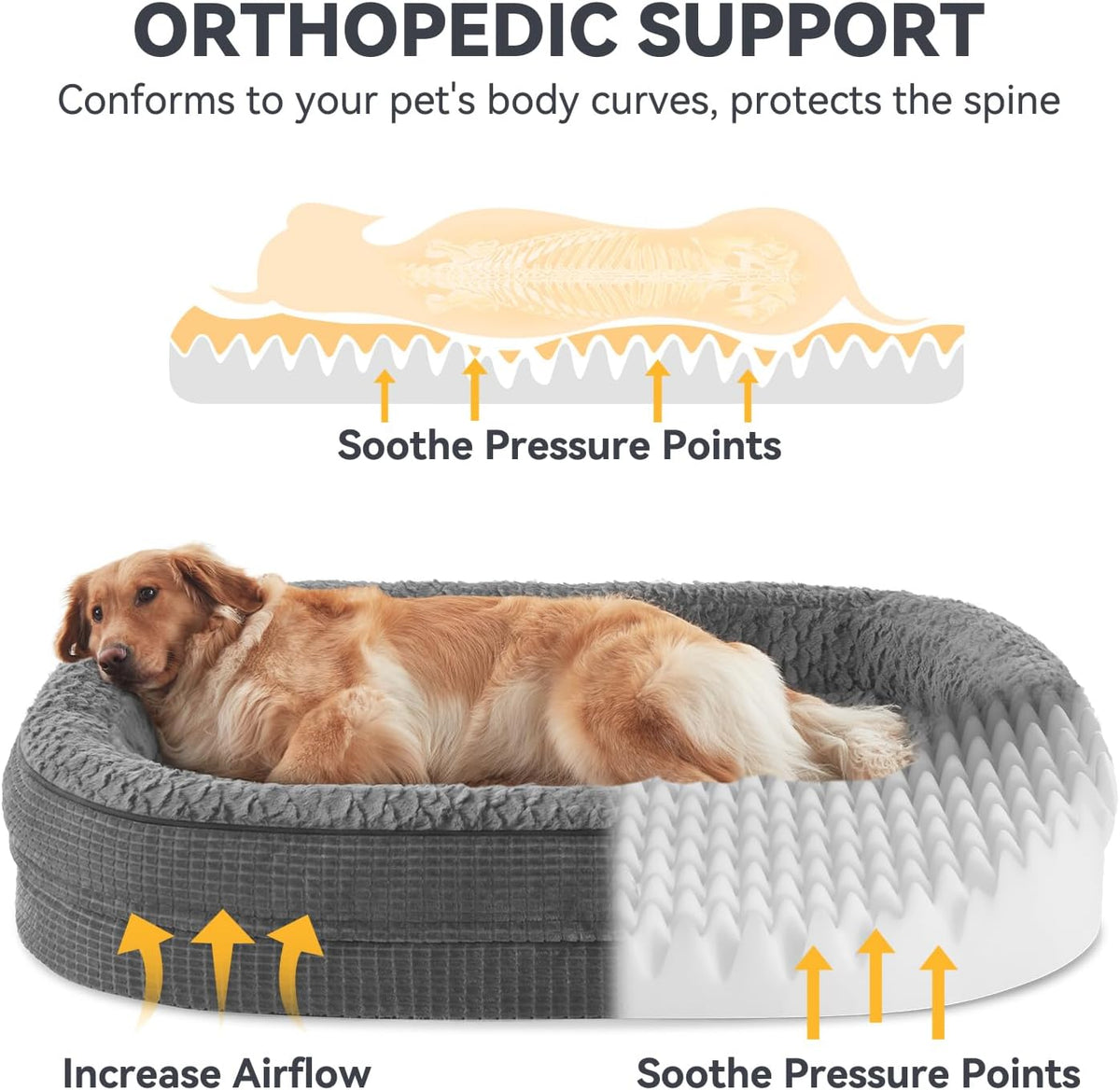 joejoy xxl orthopedic dog bed for large dogs shown in use