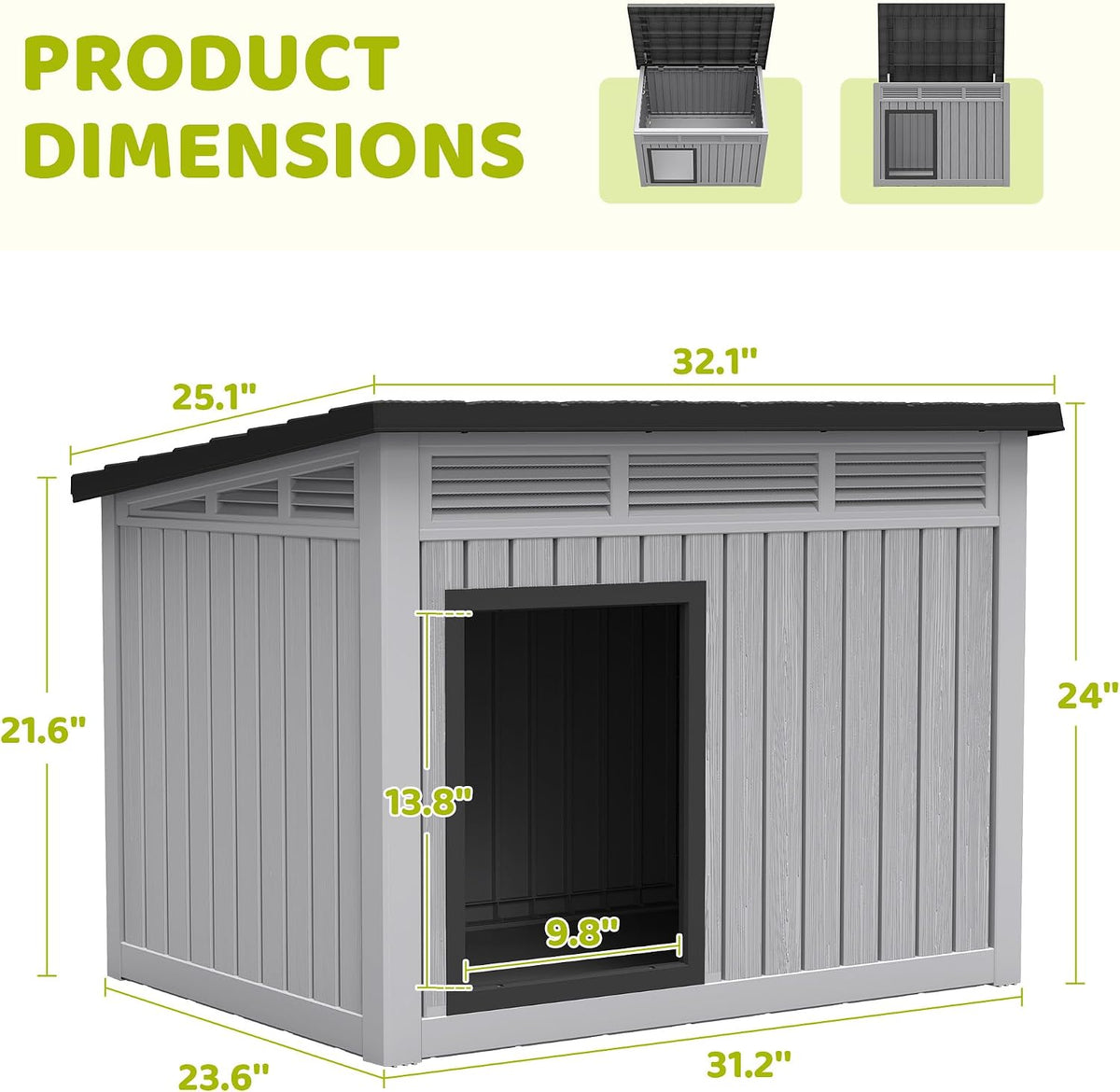 bifanuo outdoor indoor dog house for small to, side view