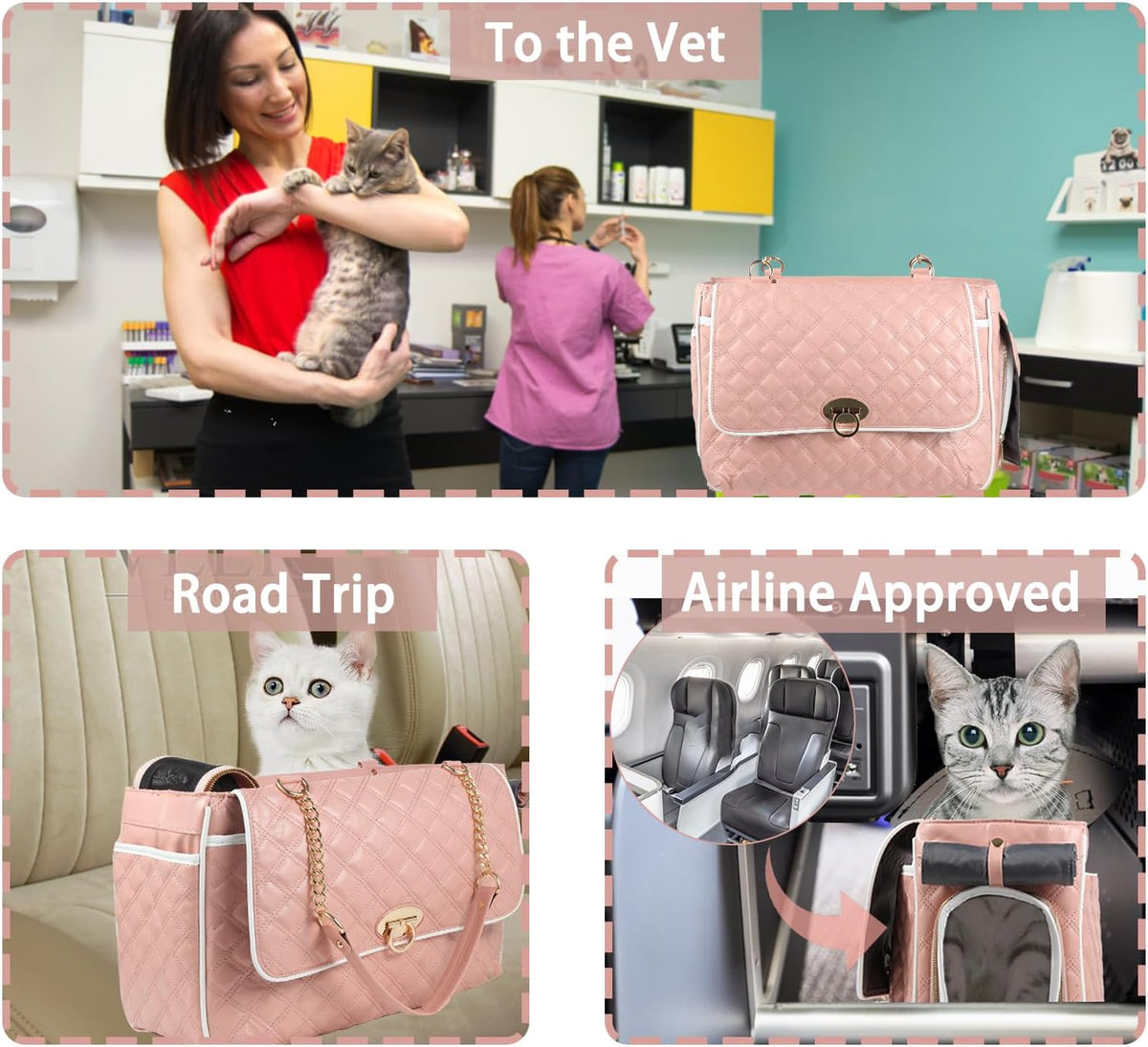 pink puppy dog cat purse carrier for small showing dimensions